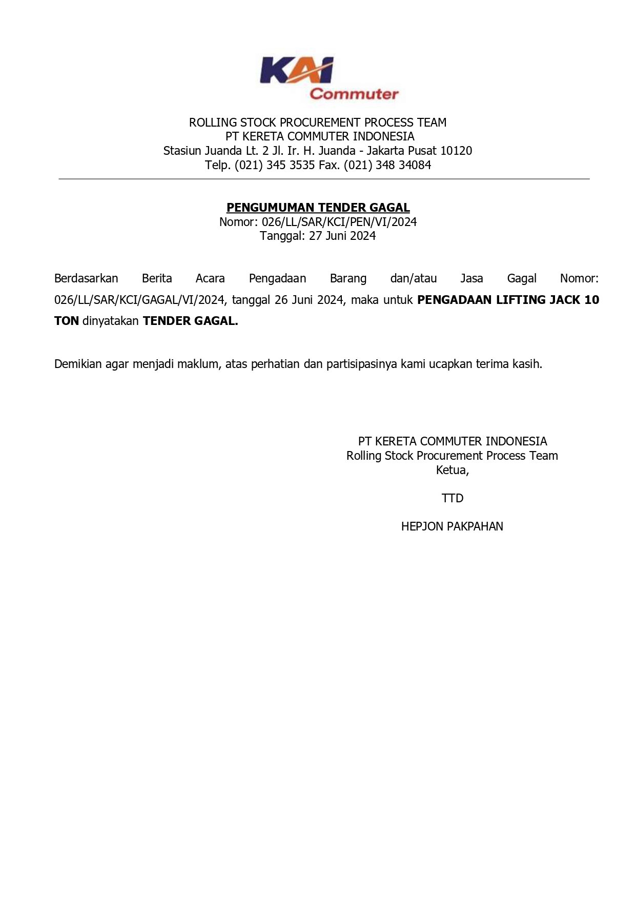 026 pen gagal lelang lifting jack 10 ton page 0001